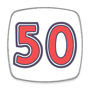 50. 50 JAHRE. 50-JÄHRIGES JUBILÄUM. 50-JÄHRIGES JUBILÄUM. - Viereckiger Kühlschrankmagnet - Weiß - Vorne