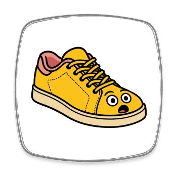 Surprised Shoe – Funny Cartoon Shoe - Square fridge magnet - white - Front