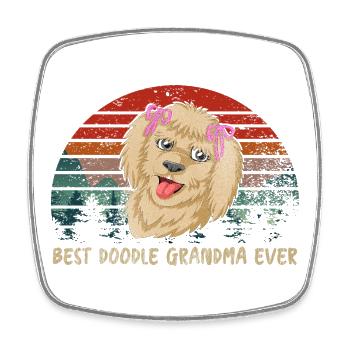 Best Doodle Grandma ever with Pink Bows - Square fridge magnet - white - Front