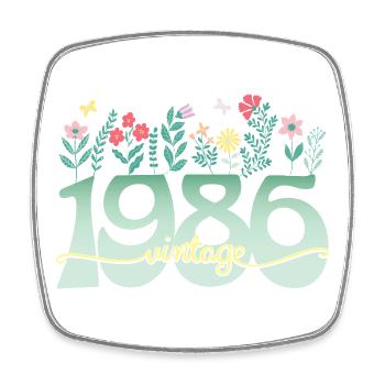 1986 Flowers 40 Years Anniversary Women - Square fridge magnet - white - Front