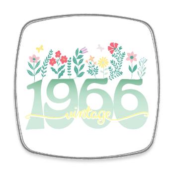 1966 Fleurs 60 Ans Anniversaire Femme - Magnet carré - blanc - Devant
