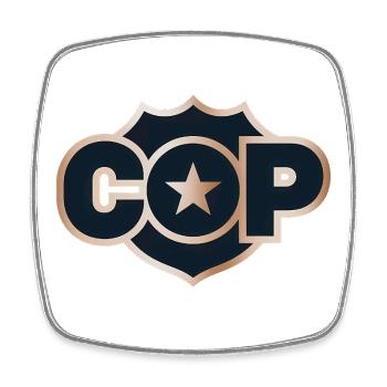Police Badge - Cool Police Logo - Viereckiger Kühlschrankmagnet - Weiß - Vorne