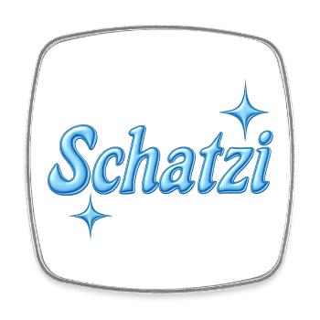 schatzi / Y2K design / blue - Square fridge magnet - white - Front