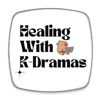 Healing With K-Dramas | Cute Bear Cozy Korean - Square fridge magnet - white - Front