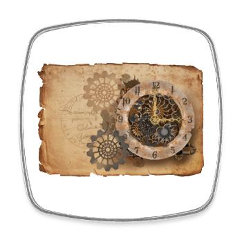 Steampunk clockwork - Square fridge magnet - white - Front
