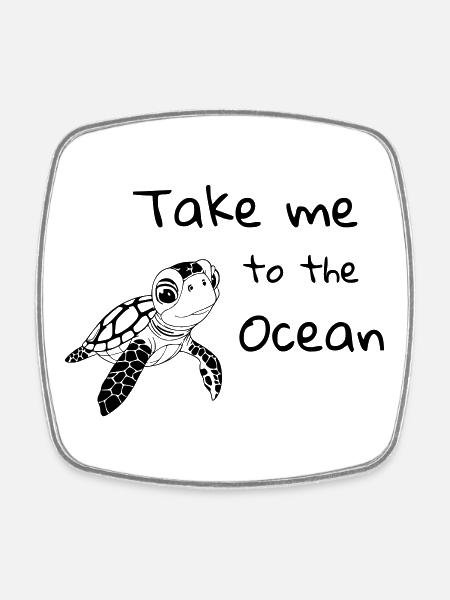 Emmenez-moi à l’océan – Tortue de mer - Magnet carré - blanc