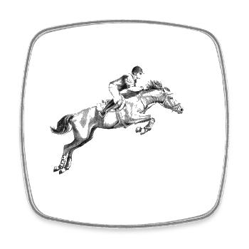 Équitation - Magnet carré - blanc - Devant