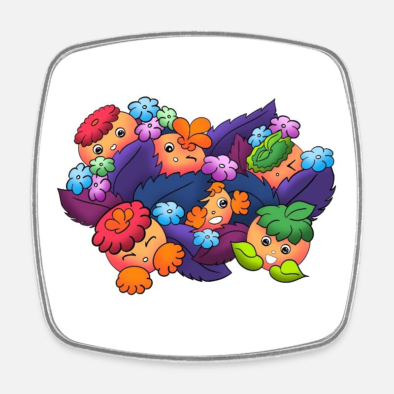 Dreamy knobs in autumn leaves - Square fridge magnet - white