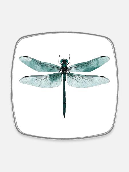 Libellule. Dragonfly - dragon-fly - libellule - Magnet carré - blanc