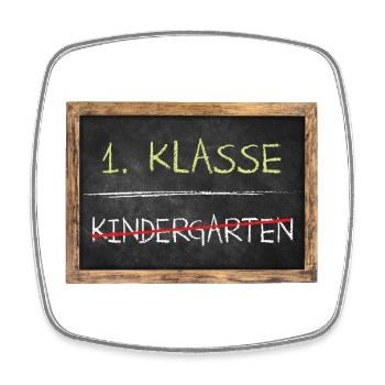 Schulanfang Schiefertafel 1. Klasse Kitaabschied - Viereckiger Kühlschrankmagnet - Weiß - Vorne