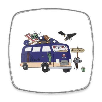 Stars and Trails Camper USA - Viereckiger Kühlschrankmagnet - Weiß - Vorne