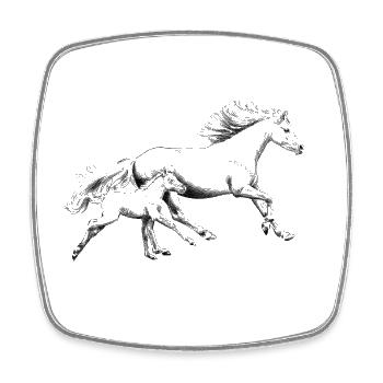 Mare with foal - Square fridge magnet - white - Front