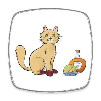 Chat-rentais - Magnet carré - blanc - Devant