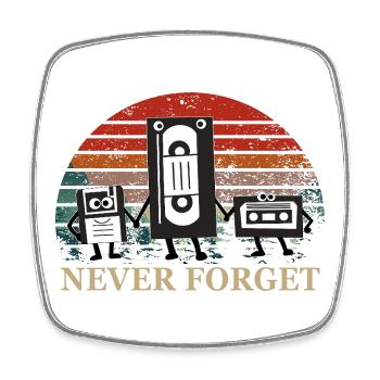 Retro Kassetten-Trio mit Never Forget Theme - Viereckiger Kühlschrankmagnet - Weiß - Vorne