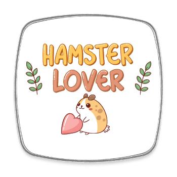 Hamster Lover Design with Pink Heart - Square fridge magnet - white - Front