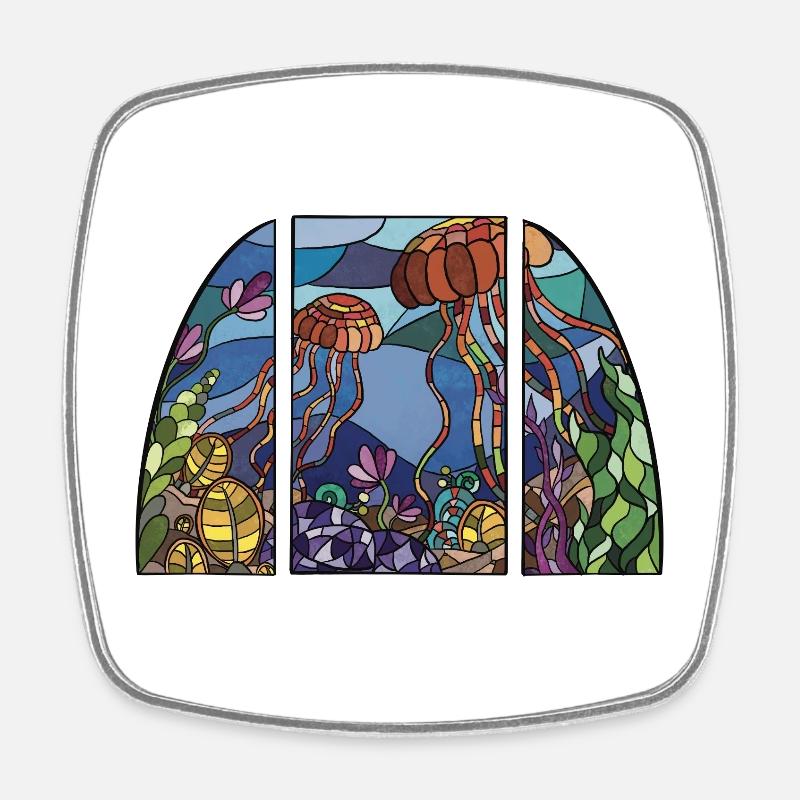 Jellyfish_Window_2 - Magnet carré - blanc