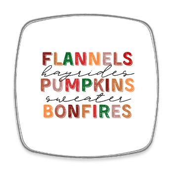 🍂 Flannels, Pumpkins & Bonfires – Fall Vibes  - Viereckiger Kühlschrankmagnet - Weiß - Vorne