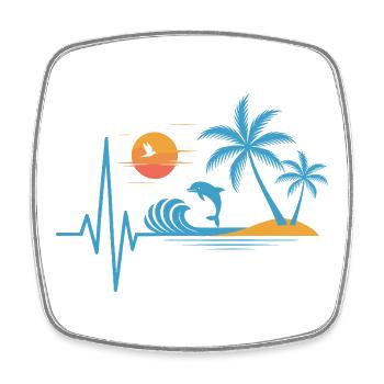 Tropisches Design Palmen Delfine Urlaub - Viereckiger Kühlschrankmagnet - Weiß - Vorne