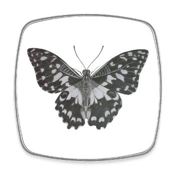 Papillon monochrome élégant en noir et blanc - Magnet carré - blanc - Devant