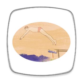 Schwimmen - Viereckiger Kühlschrankmagnet - Weiß - Vorne