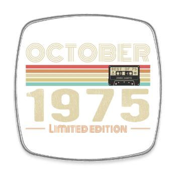 Anniversaire octobre 1975 - Birthday october 1975 - Magnet carré - blanc - Devant
