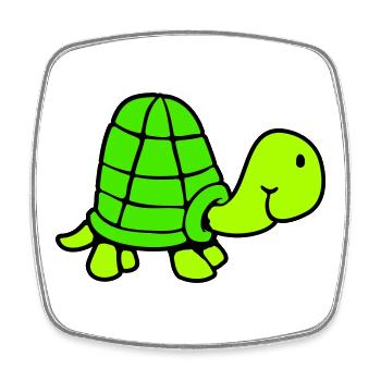 Little turtle smiling friendly happy - Square fridge magnet - white - Front