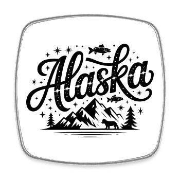 Alaska - Souvenir USA State Design - Viereckiger Kühlschrankmagnet - Weiß - Vorne