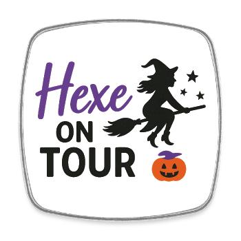 Sorcière en tournée Halloween Design - Magnet carré - blanc - Devant