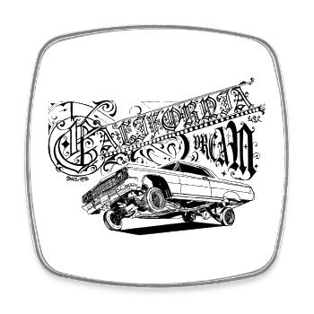California Dream / Lowrider Motiv/ Exklusiv/ Trend - Viereckiger Kühlschrankmagnet - Weiß - Vorne