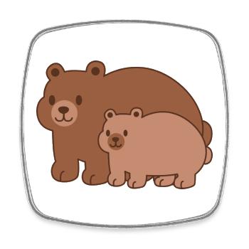 Bear Family – Mom & Baby - Square fridge magnet - white - Front