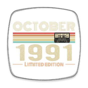 Anniversaire octobre 1991 - Birthday october 1991 - Magnet carré - blanc - Devant