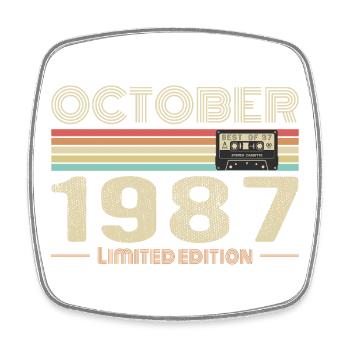 Birthday october 1987 - Square fridge magnet - white - Front