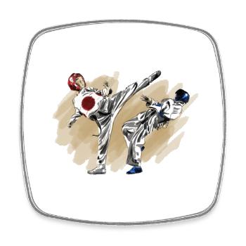 Kampfkunst Taekwondo mit Kampfpremieren - Viereckiger Kühlschrankmagnet - Weiß - Vorne