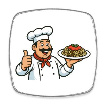 Illustration de cuisson des pâtes - Magnet carré - blanc - Devant