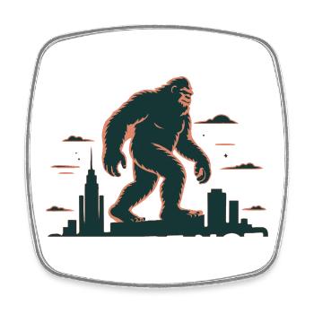 Giant Gorilla Over City Skyline - Square fridge magnet - white - Front
