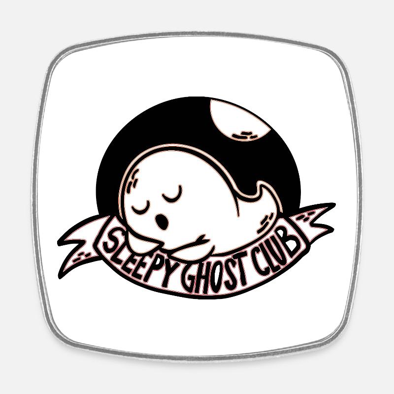 Sleepy Ghost Club - Square fridge magnet - white