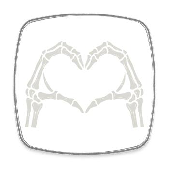 Heart Skeleton Hands - Square fridge magnet - white - Front