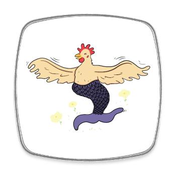 Joyeuse poule-sirène - Magnet carré - blanc - Devant