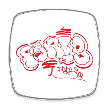 Paris Street Art Tag Graffiti Souvenir - Magnet carré - blanc - Devant