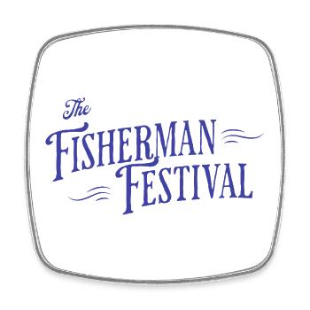 Fisherman's Festival Vintage Logo - Square fridge magnet - white - Front