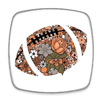 Florales Fußball-Mosaik - Viereckiger Kühlschrankmagnet - Weiß - Vorne