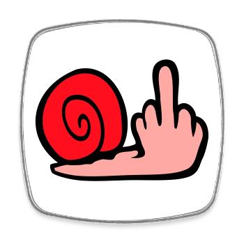 Snail Middle Finger Insult Wanker Fuck You - Square fridge magnet - white - Front