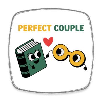 Couple parfait : nuage et parapluie - Magnet carré - blanc - Devant