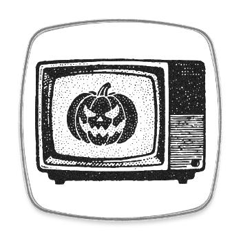 Pumpkin TV - Square fridge magnet - white - Front