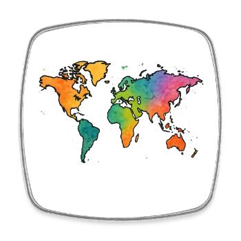 Carte du monde Aquarelle Arc-en-ciel - Magnet carré - blanc - Devant
