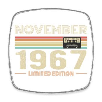 November 1967 Vintage Birthday Retro Tee - Magnet carré - blanc - Devant