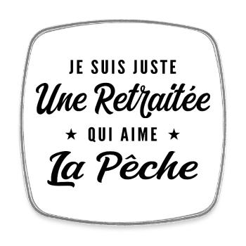 Retraitée Pêcheuse Humour Cadeau Retraite - Magnet carré - blanc - Devant