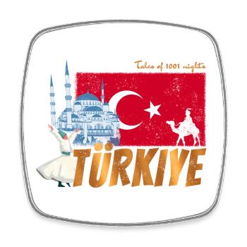 Türkiye Istanbul Vintage Flag Turkey Sovenir - Square fridge magnet - white - Front