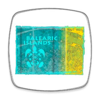 Balearic Islands Neon Style - Square fridge magnet - white - Front