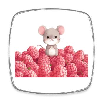 Süße Maus im Himbeerfeld Kinderdesign - Viereckiger Kühlschrankmagnet - Weiß - Vorne